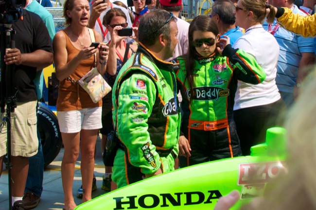 Danica Patrick is all business before getting into the #7 Go Daddy machine, prior to the start of the Baltimore Grand Prix, 2011.